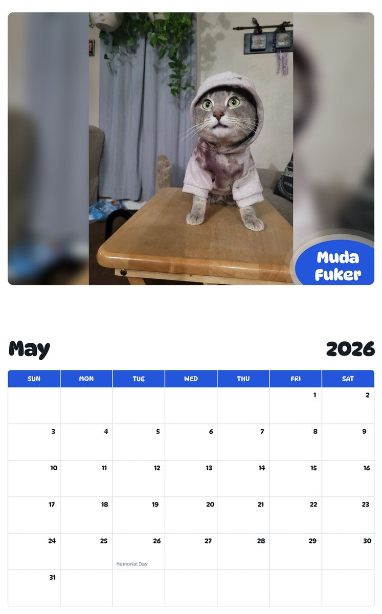 2026 - 2027 Muda Fuker - Pawidols Pet Calendar