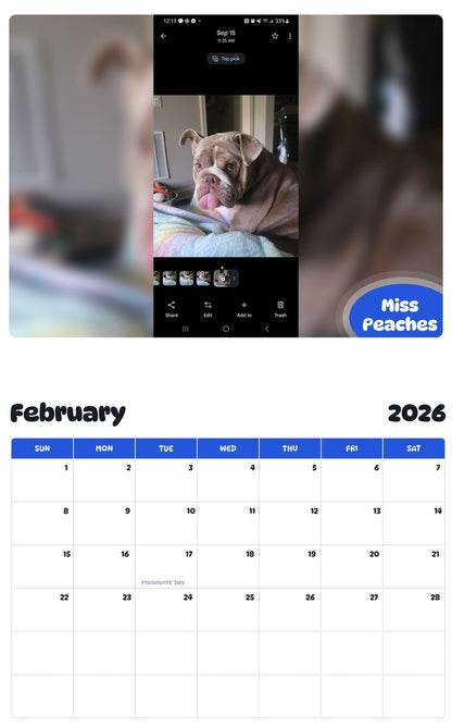 October 2025 - September 2026 Miss Peaches - Pawidols Pet Calendar