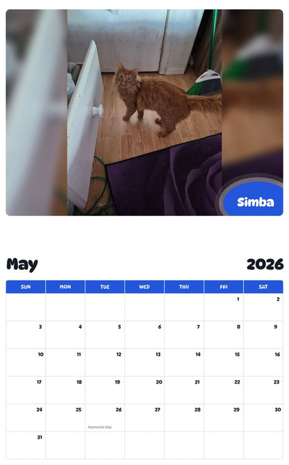2026 - 2027 Simba - Pawidols Pet Calendar