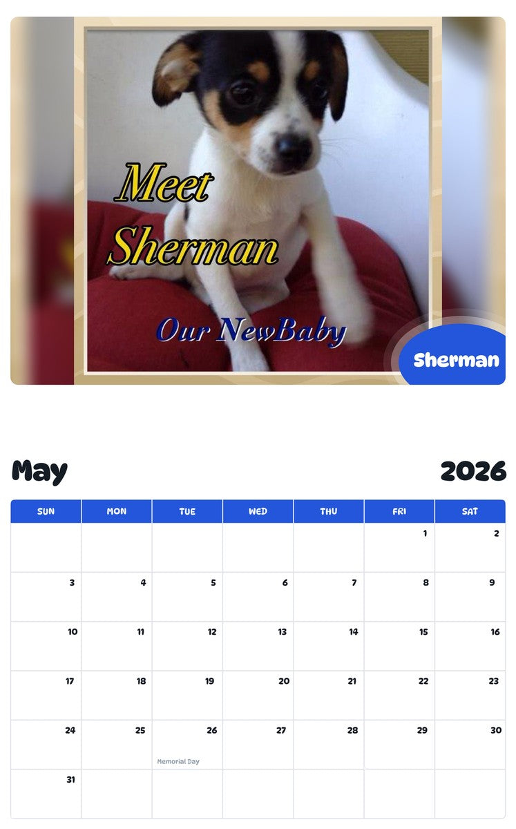 2026 - 2027 Sherman - Pawidols Pet Calendar