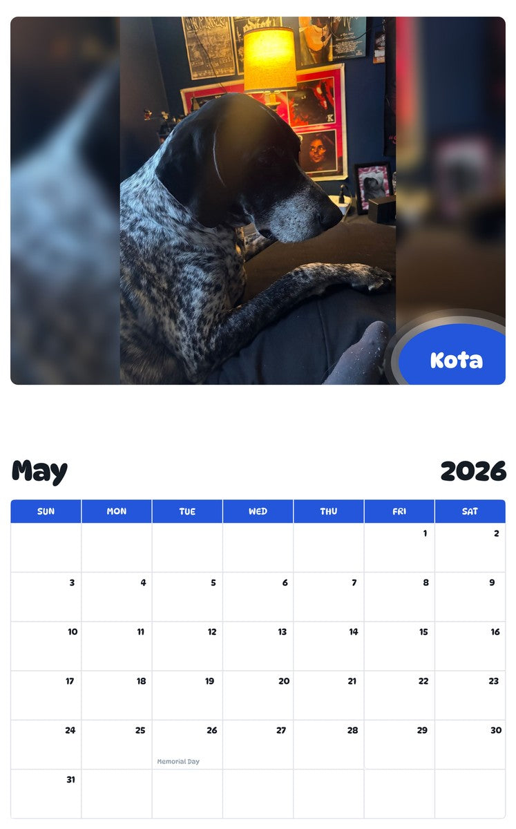 2026 - 2027 Kota - Pawidols Pet Calendar