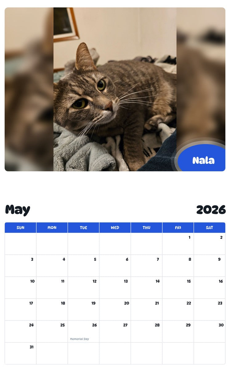 2026 - 2027 Nala - Pawidols Pet Calendar