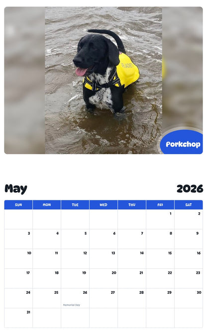 2026 - 2027 Porkchop - Pawidols Pet Calendar