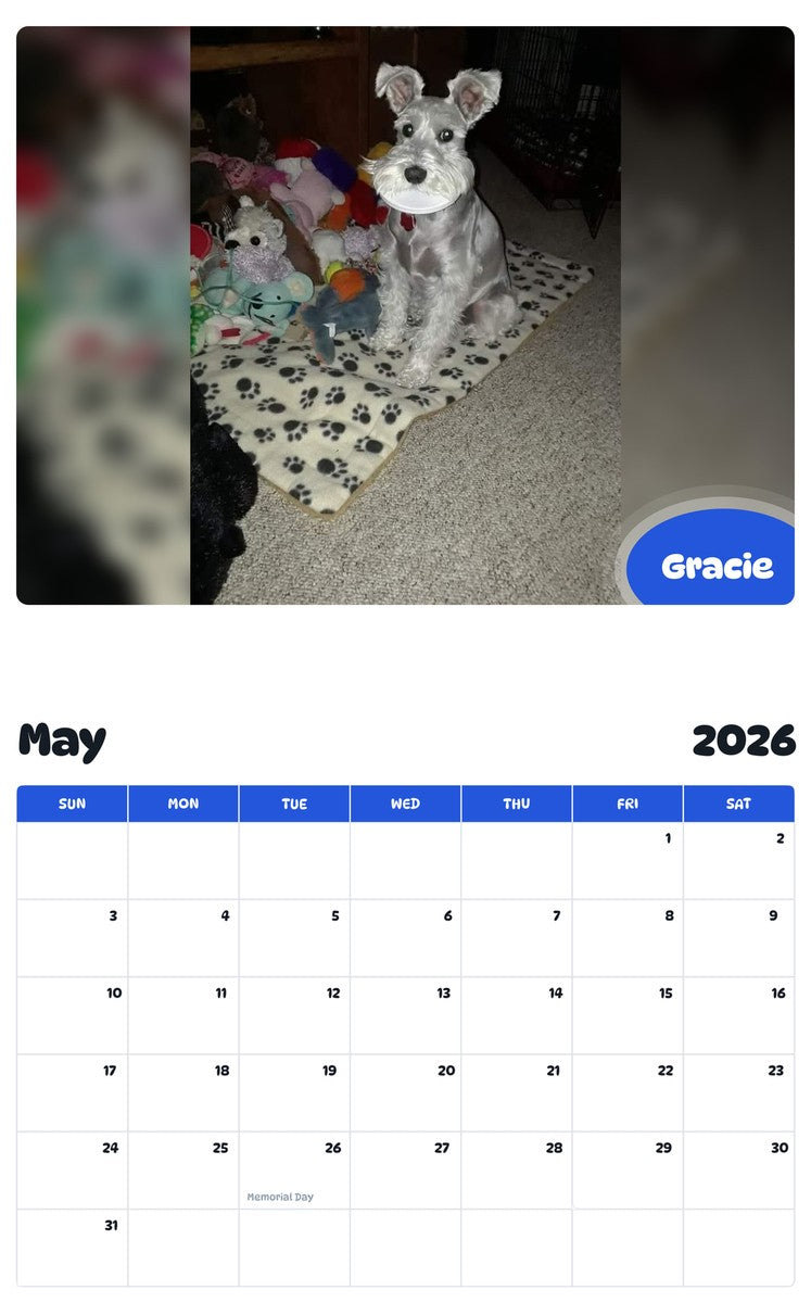 2026 - 2027 Gracie - Pawidols Pet Calendar