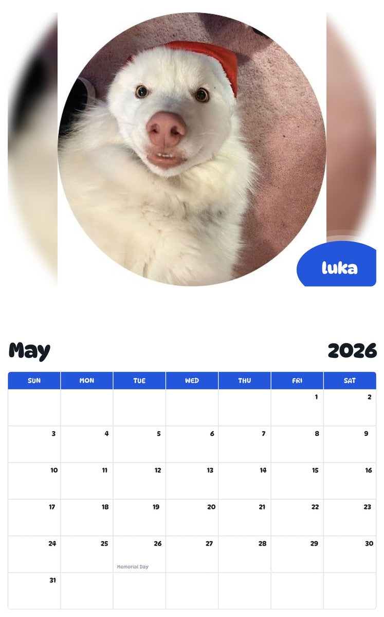 2026 - 2027 luka - Pawidols Pet Calendar