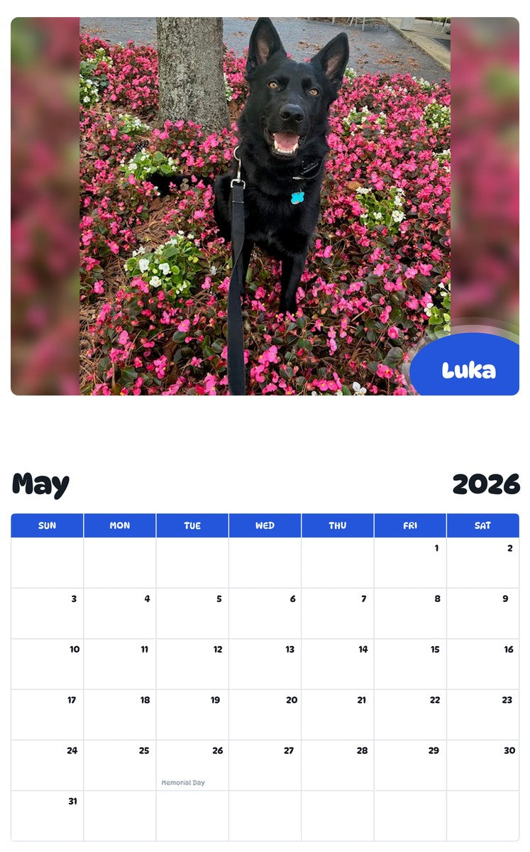 2026 - 2027 Luka - Pawidols Pet Calendar