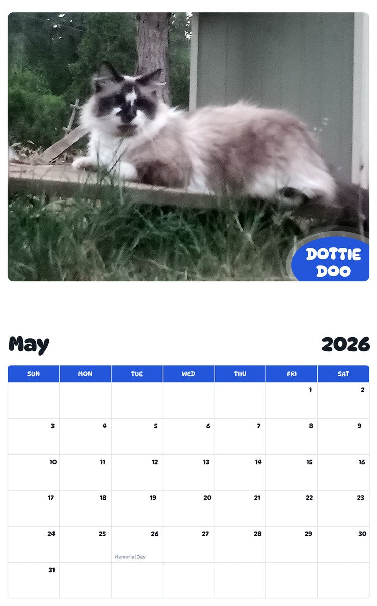 2026 - 2027 DOTTIE DOO - Pawidols Pet Calendar