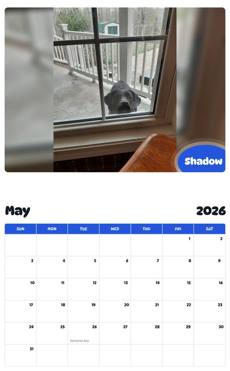 2026 - 2027 Shadow - Pawidols Pet Calendar