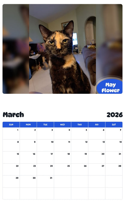 November 2025 - October 2026 May Flower - Pawidols Pet Calendar
