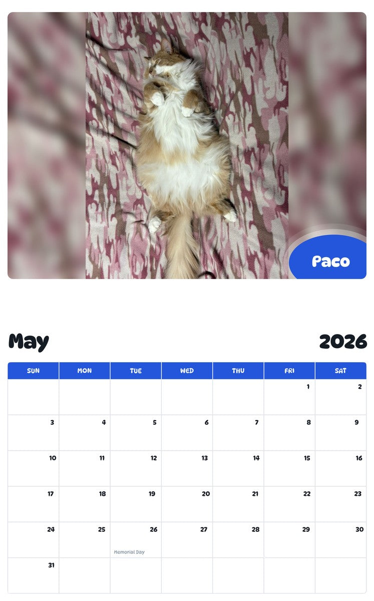 2026 - 2027 Paco - Pawidols Pet Calendar