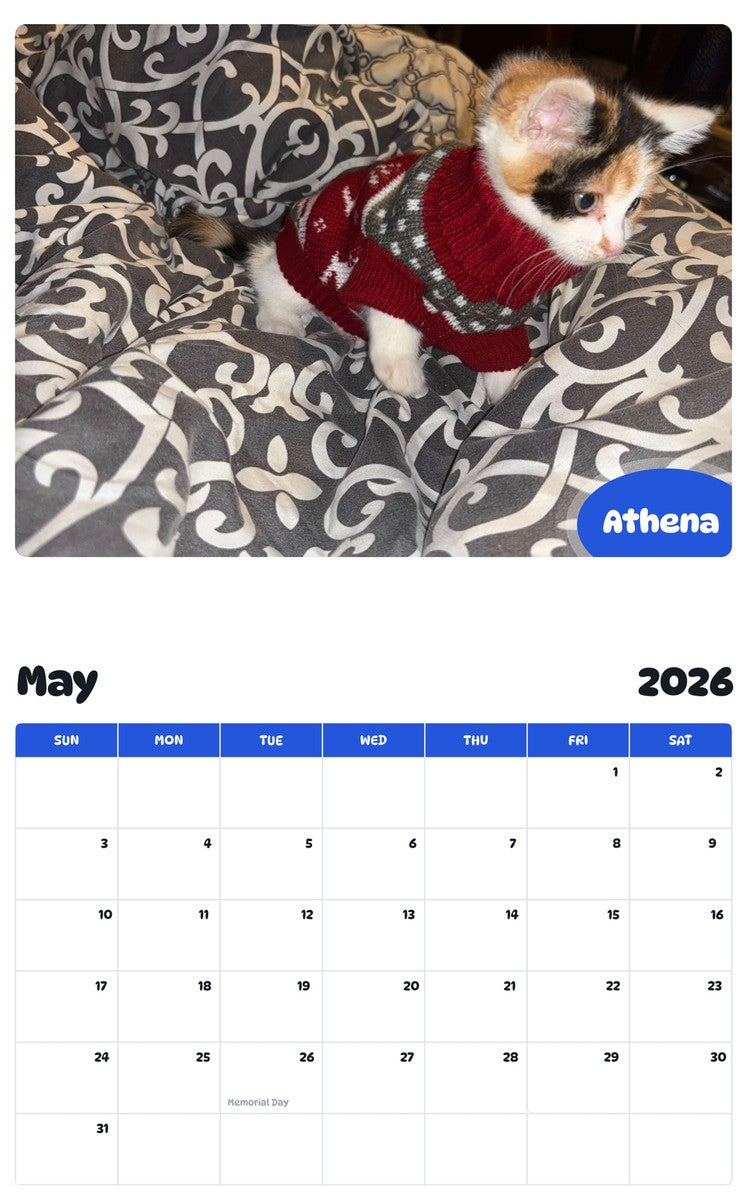 2026 - 2027 Athena - Pawidols Pet Calendar