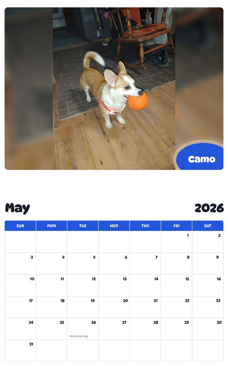 2026 - 2027 Camo - Pawidols Pet Calendar
