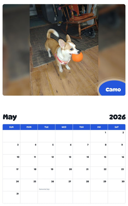 2026 - 2027 Camo - Pawidols Pet Calendar