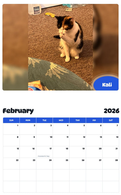 October 2025 - September 2026 Kali - Pawidols Pet Calendar
