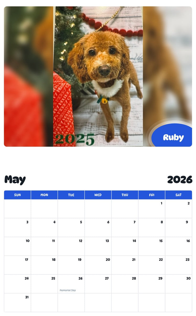 2026 - 2027 Ruby - Pawidols Pet Calendar