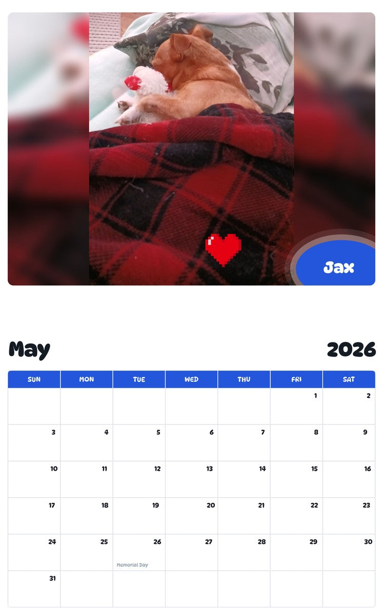 2026 - 2027 Jax - Pawidols Pet Calendar