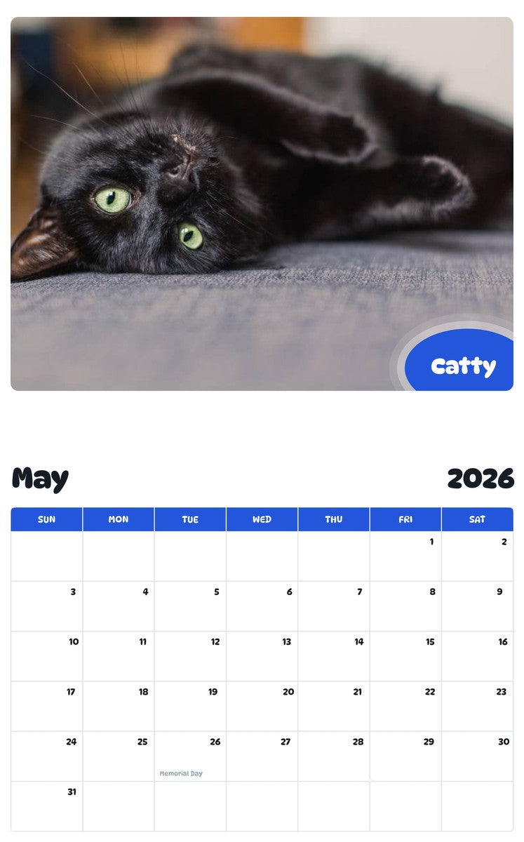 2026 - 2027 Catty - Pawidols Pet Calendar