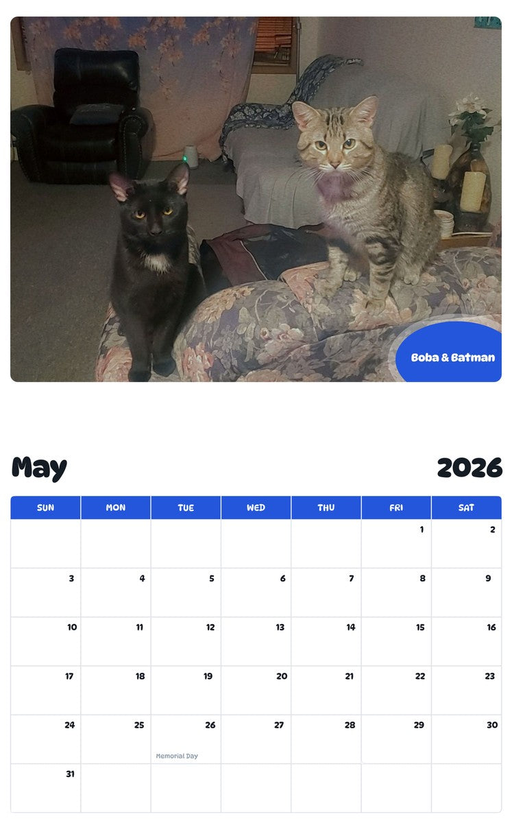 2026 - 2027 Boba & Batman - Pawidols Pet Calendar
