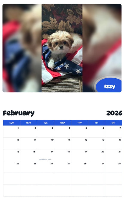 October 2025 - September 2026 Izzy - Pawidols Pet Calendar