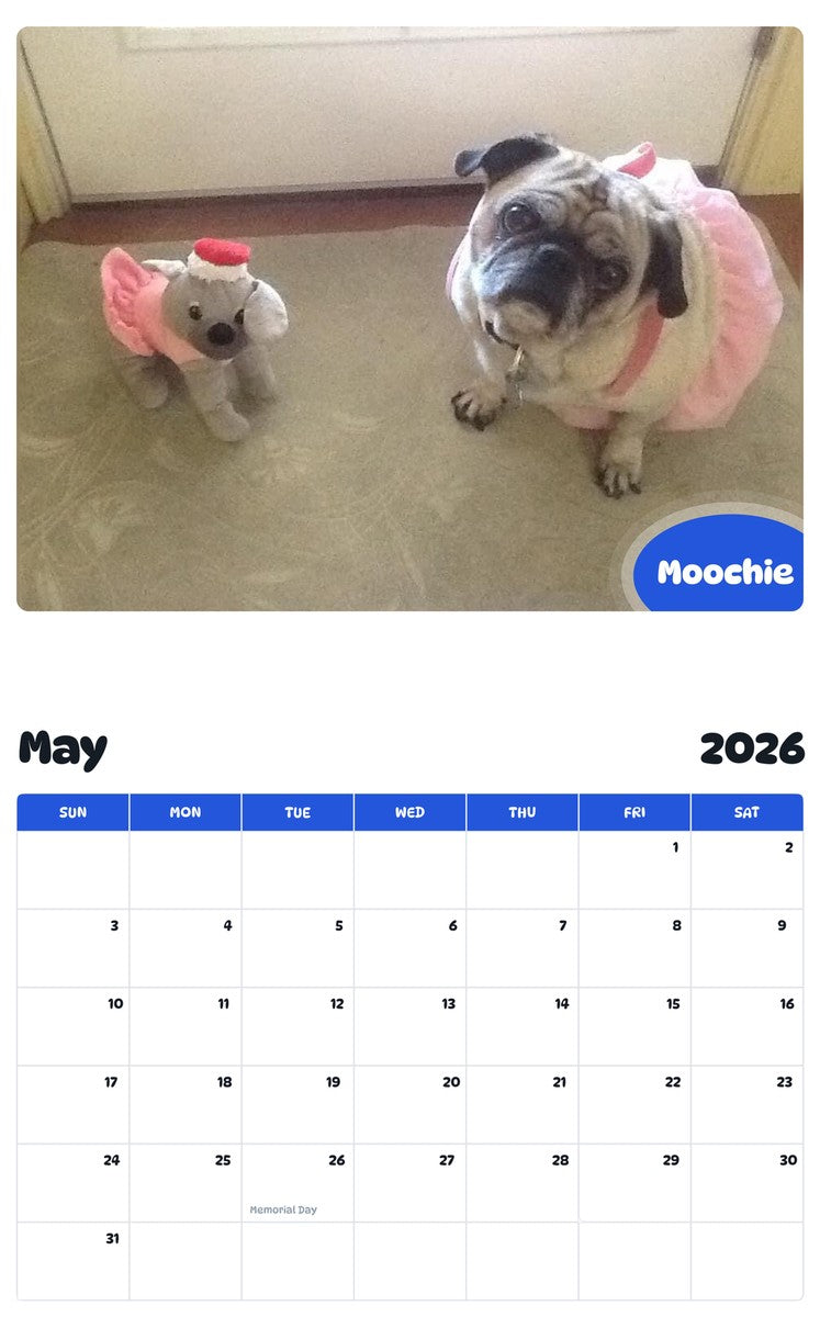 2026 - 2027 Moochie - Pawidols Pet Calendar
