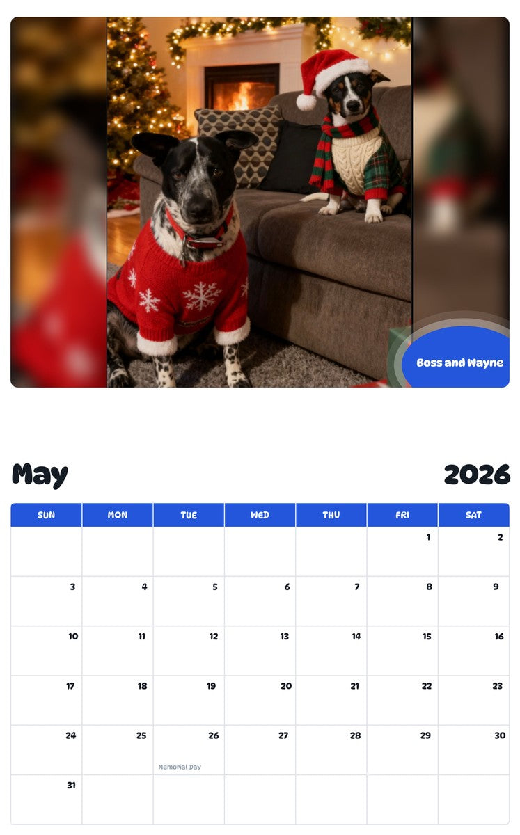 2026 - 2027 Boss and Wayne - Pawidols Pet Calendar