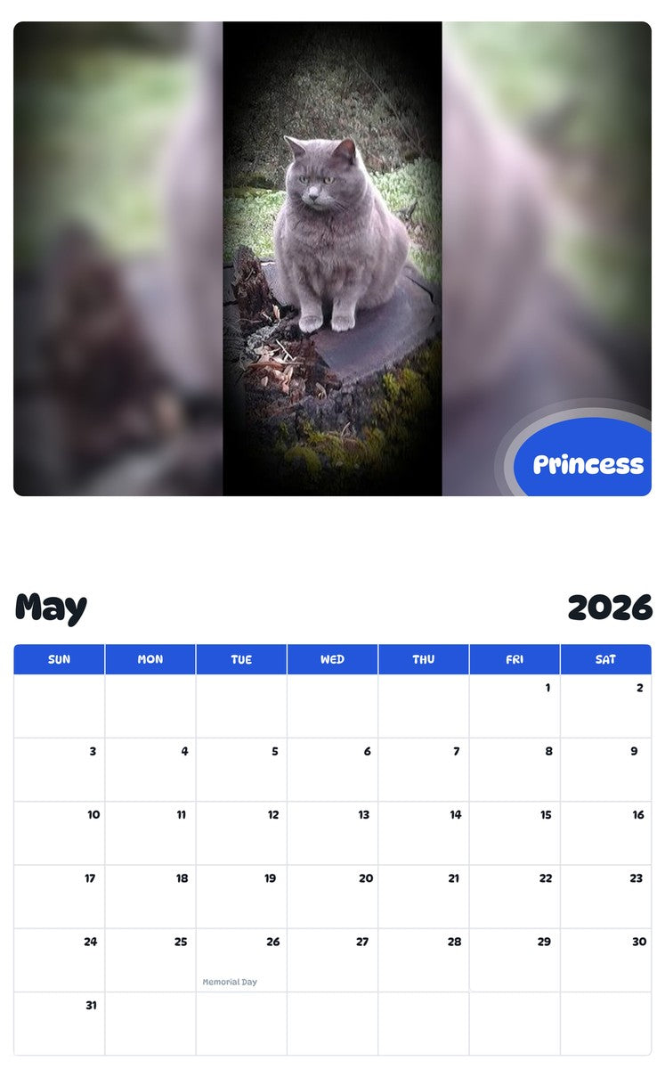 2026 - 2027 Princess - Pawidols Pet Calendar