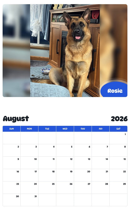 April 2026 - March 2027 Rosie - Pawidols Pet Calendar