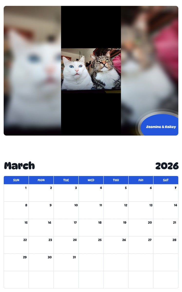 November 2025 - October 2026 Jasmine & Bailey - Pawidols Pet Calendar