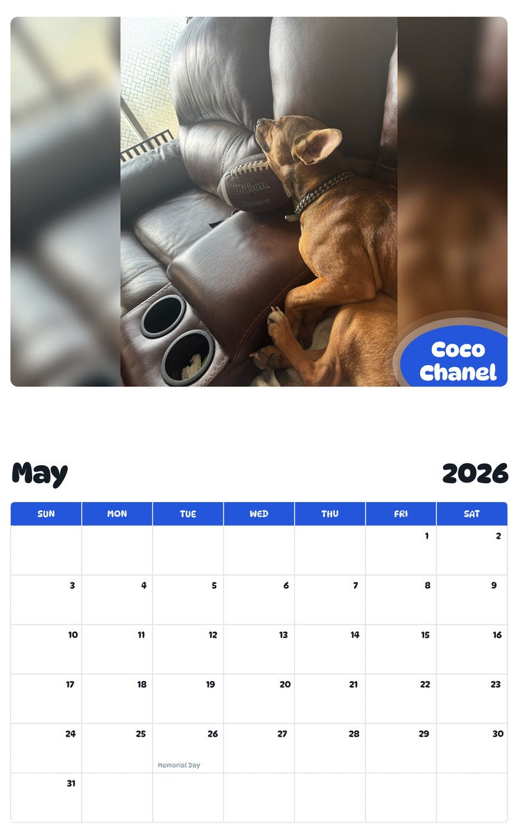 2026 - 2027 Coco Chanel - Pawidols Pet Calendar