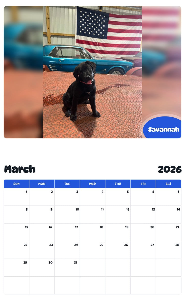 November 2025 - October 2026 Savannah - Pawidols Pet Calendar