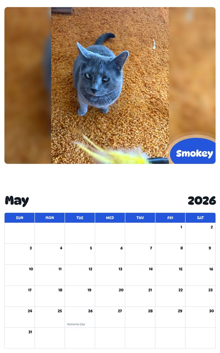 2026 - 2027 Smokey - Pawidols Pet Calendar