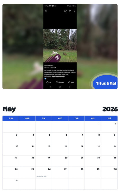 2026 - 2027 Titus & Mal - Pawidols Pet Calendar