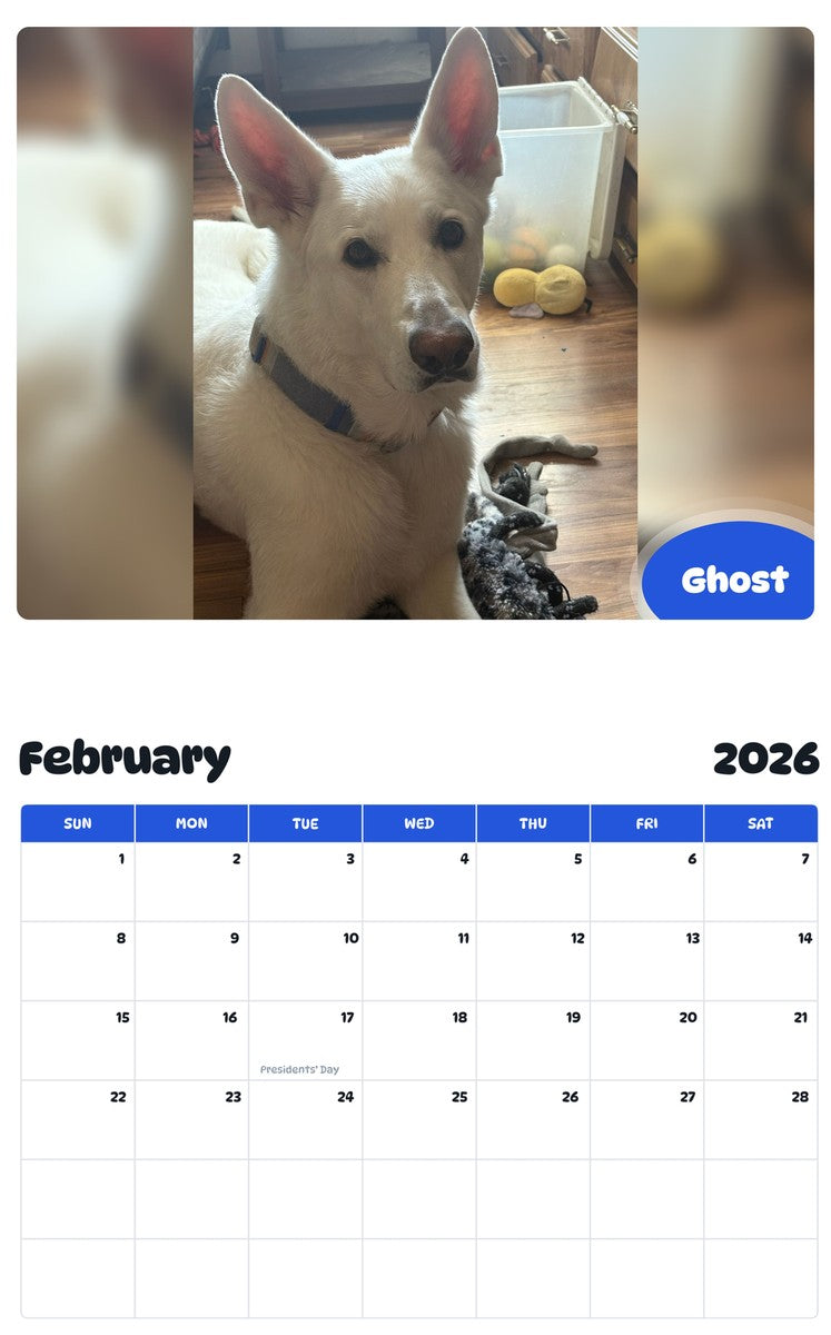 October 2025 - September 2026 Ghost - Pawidols Pet Calendar