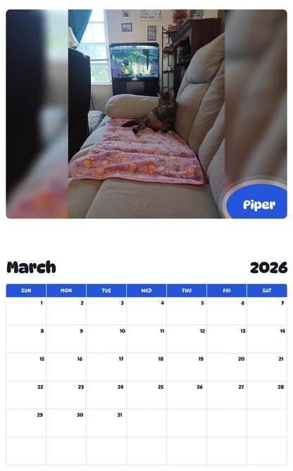 November 2025 - October 2026 Piper - Pawidols Pet Calendar