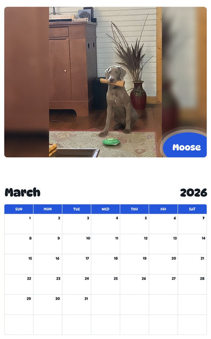 November 2025 - October 2026 Moose - Pawidols Pet Calendar