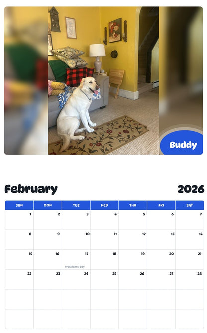October 2025 - September 2026 Buddy - Pawidols Pet Calendar