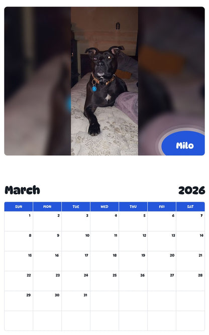 November 2025 - October 2026 Milo - Pawidols Pet Calendar