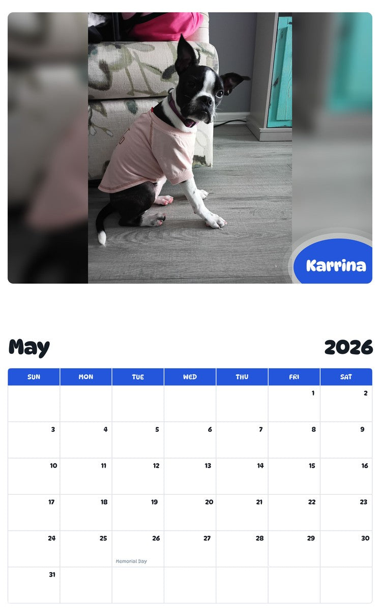 2026 - 2027 Karrina - Pawidols Pet Calendar
