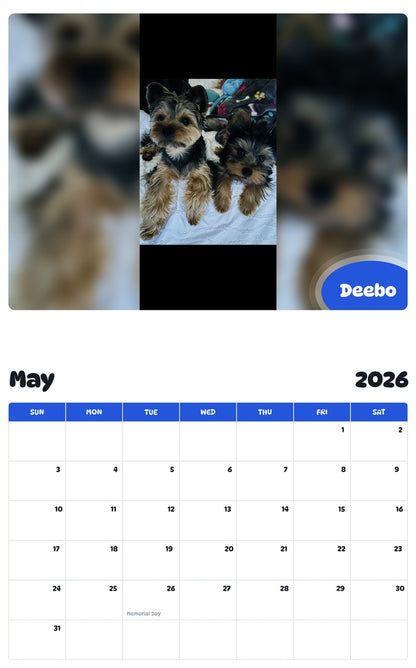 2026 - 2027 Deebo - Pawidols Pet Calendar