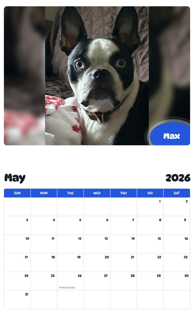 2026 - 2027 Max - Pawidols Pet Calendar