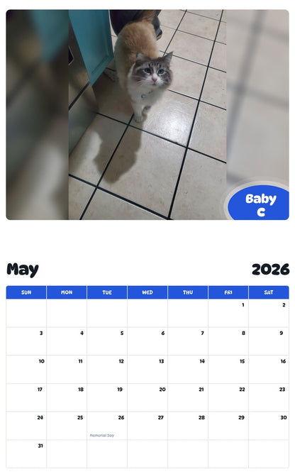 2026 - 2027 Baby C - Pawidols Pet Calendar