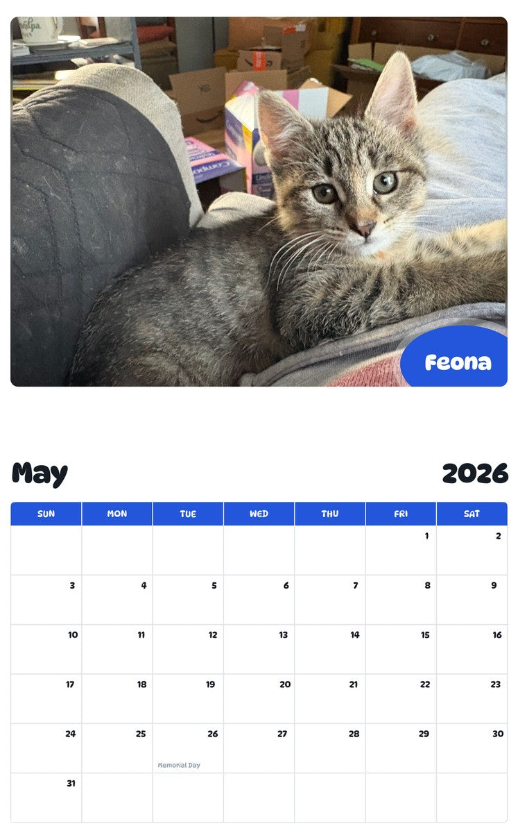 2026 - 2027 Feona - Pawidols Pet Calendar