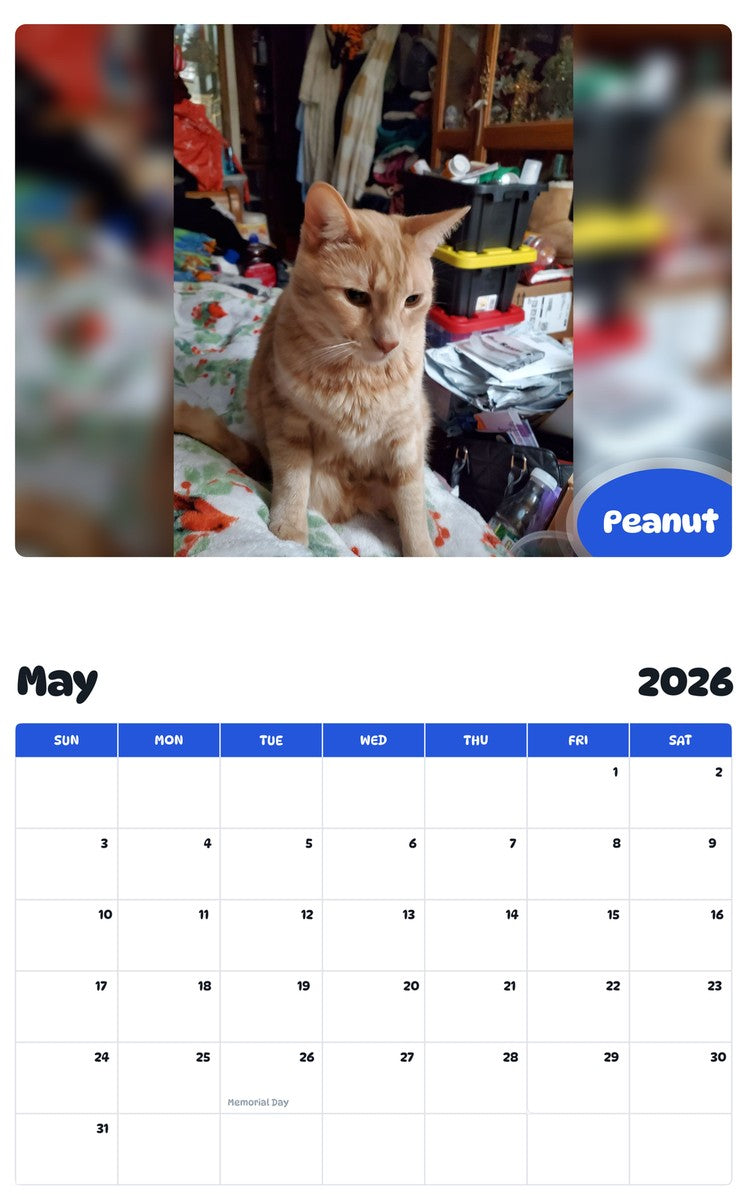 2026 - 2027 Peanut - Pawidols Pet Calendar