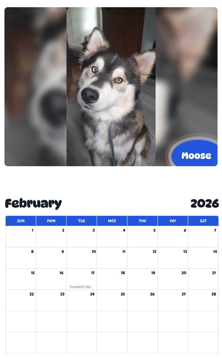 October 2025 - September 2026 Moose - Pawidols Pet Calendar