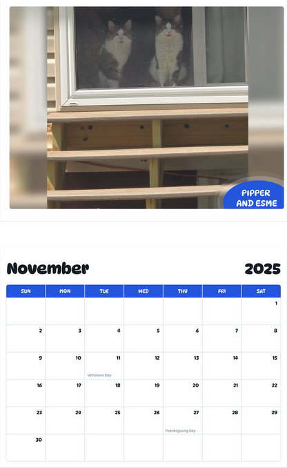 July 2025 - June 2026 Pipper and Esme - Pawidols Pet Calendar