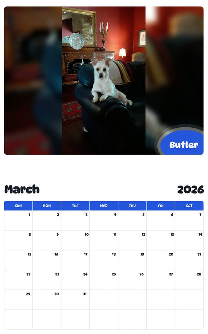 November 2025 - October 2026 Butler - Pawidols Pet Calendar