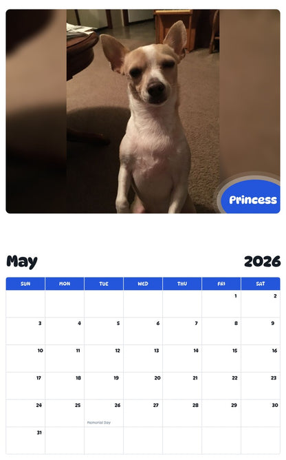 2026 - 2027 Princess - Pawidols Pet Calendar