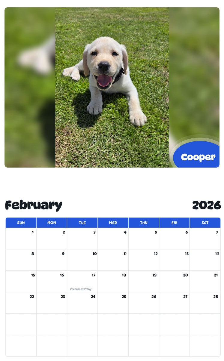 October 2025 - September 2026 Cooper - Pawidols Pet Calendar