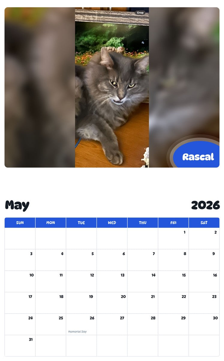 2026 - 2027 Rascal - Pawidols Pet Calendar
