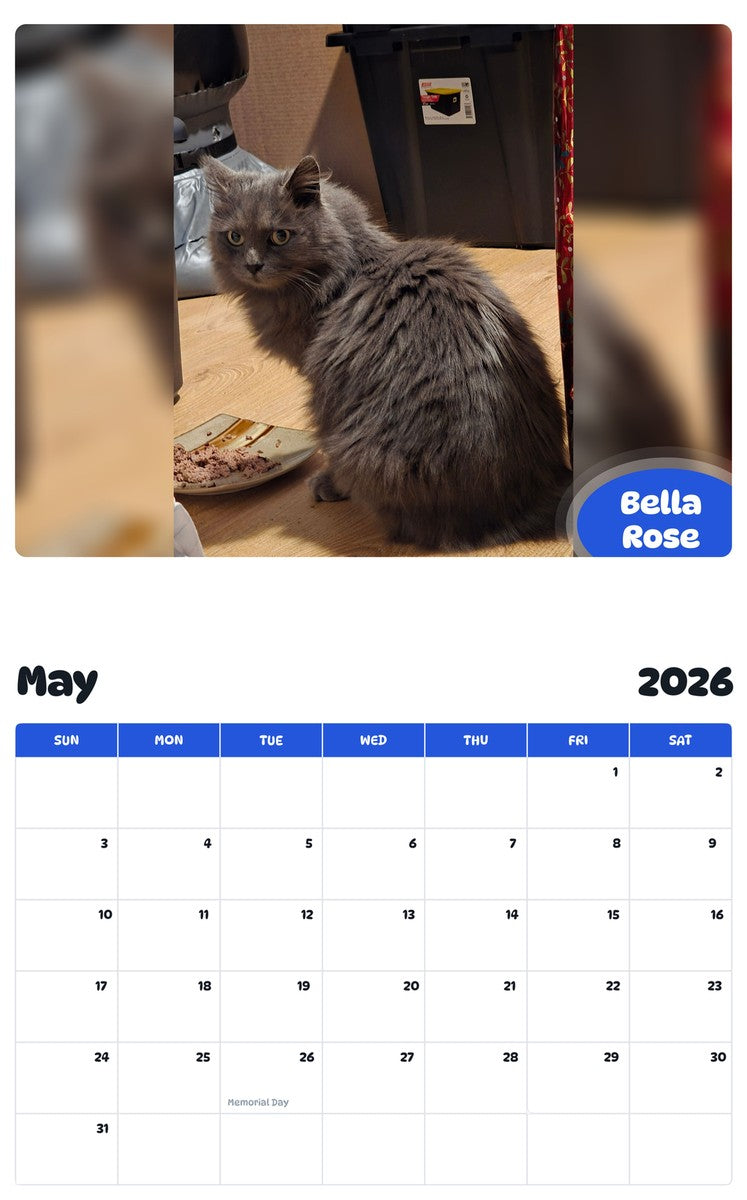 2026 - 2027 Bella Rose - Pawidols Pet Calendar